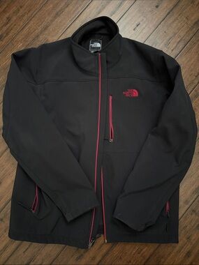 The North Face Black Softshell Jacket with Red Accents
